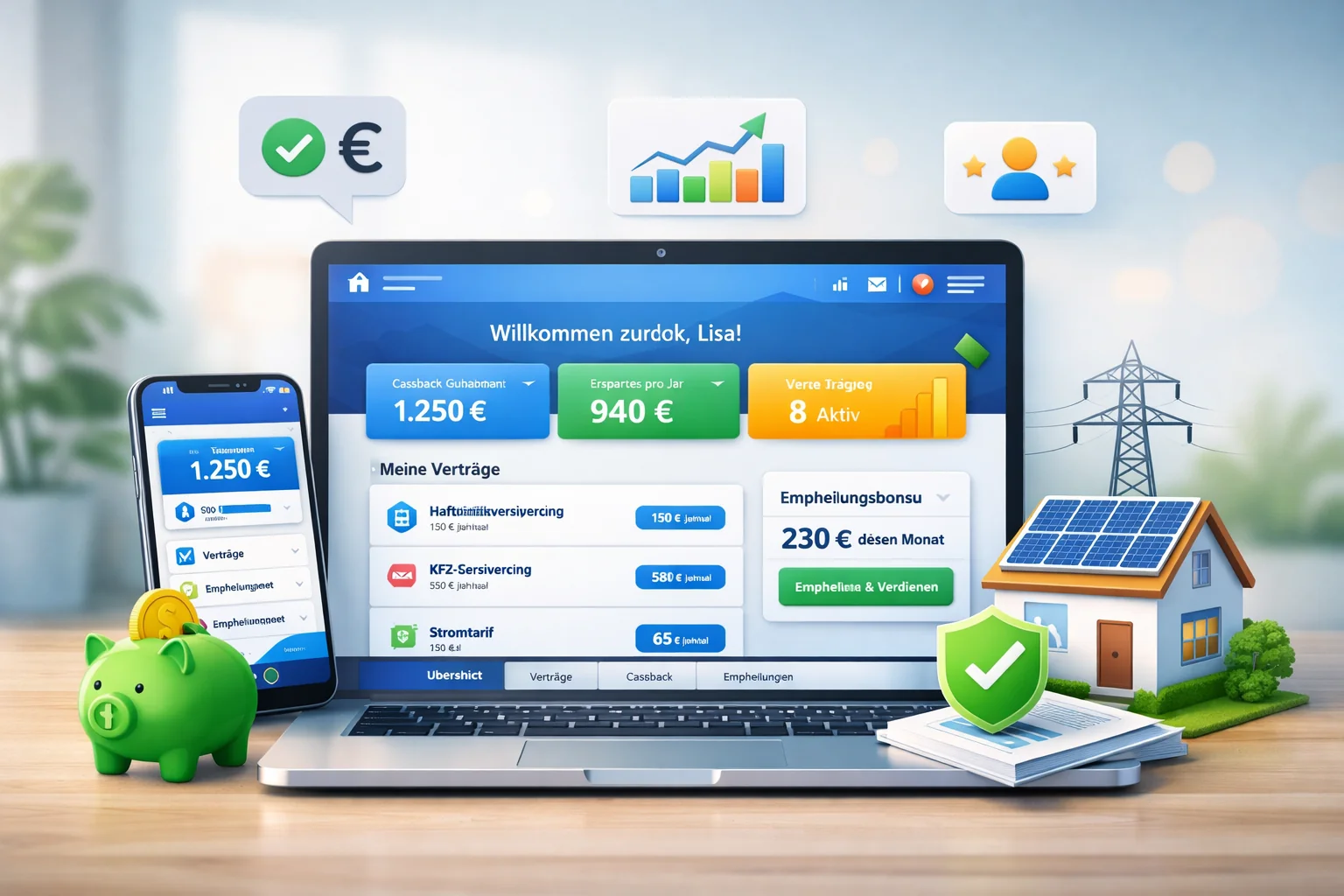 Cashback für Versicherungs- und Energieverträge