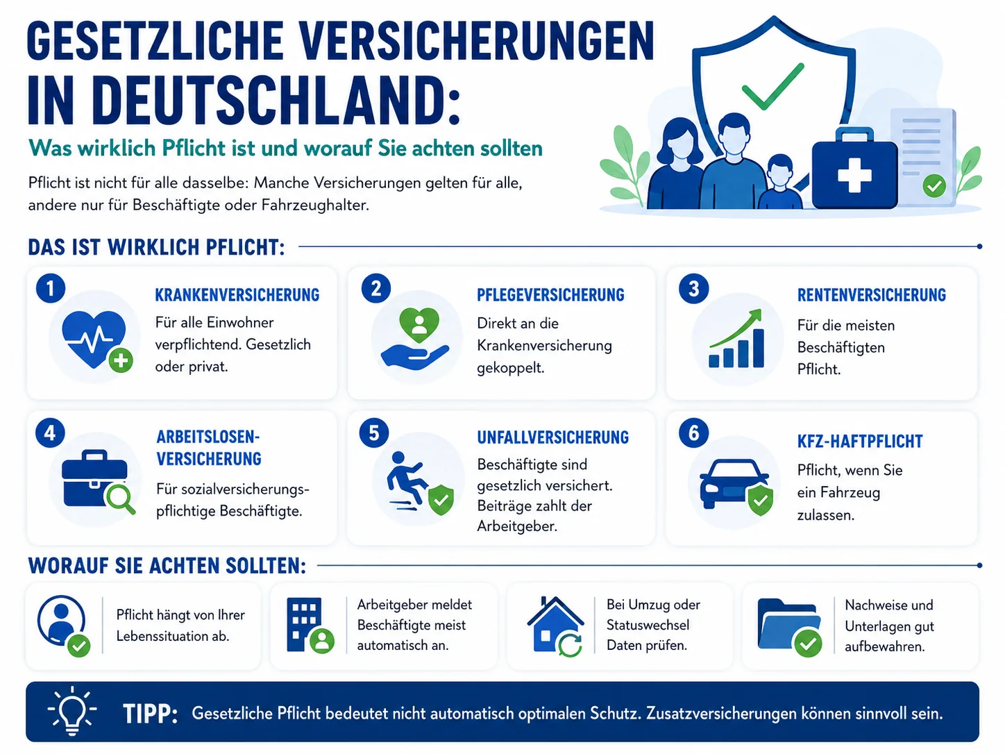 Gesetzliche Versicherungen: Überblick, Pflicht & wichtige Hinweise